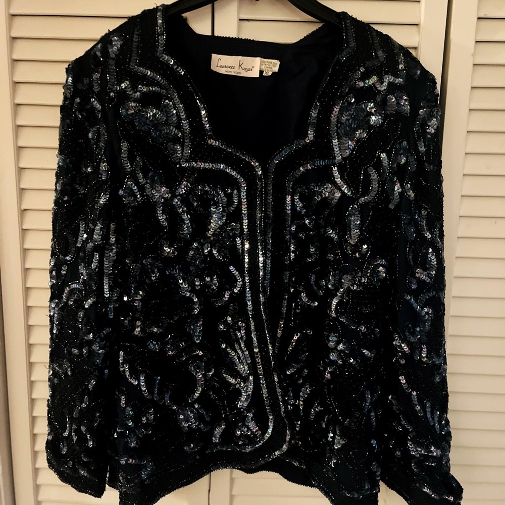 Vintage Navy Blue Sequin Jacket